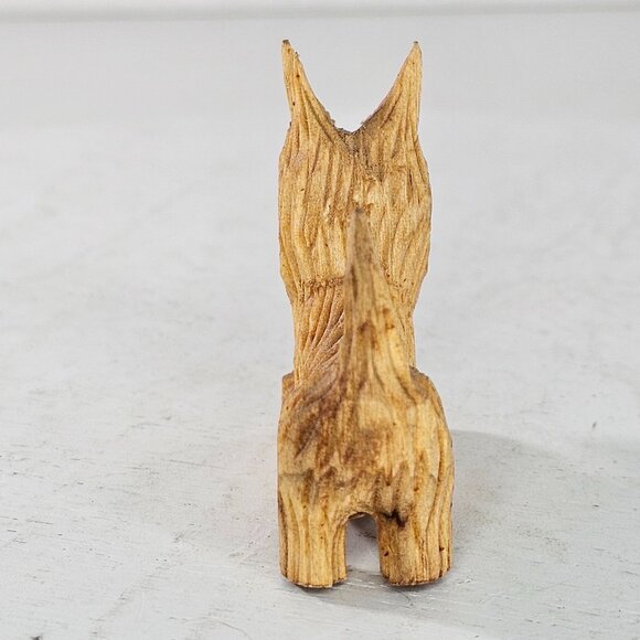 Hand Carved Wooden Dog Figurine Scottish Terrier Design Playful Pose Red Tongue - Picture 3 of 8